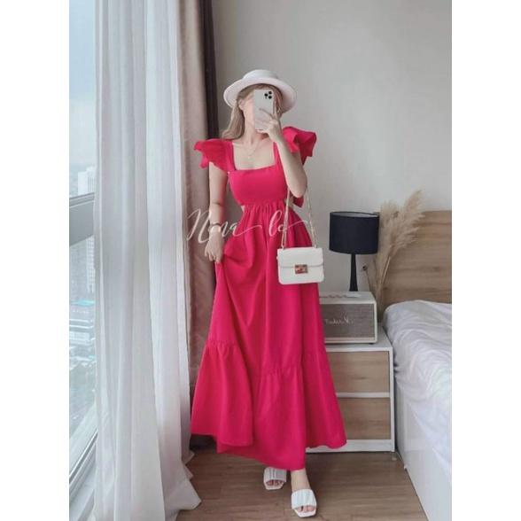 ĐẦM MAXI KHOÉT EO 2 BÊN BÈO VAI