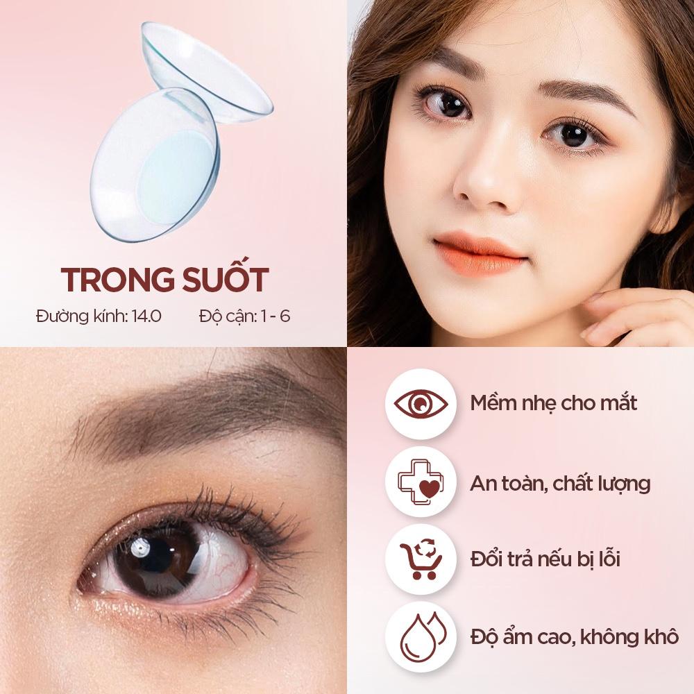 Lens Cận Trong Suốt 1 - 10 Độ Hera Lens Kính Áp Tròng Có Độ Hàn Quốc Dùng 6 Tháng Tặng Khay Lens