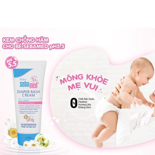 Kem ngăn ngừa hăm tã cho bé Baby Sebamed Diaper Rash Cream pH5.5 tuýp 50ml