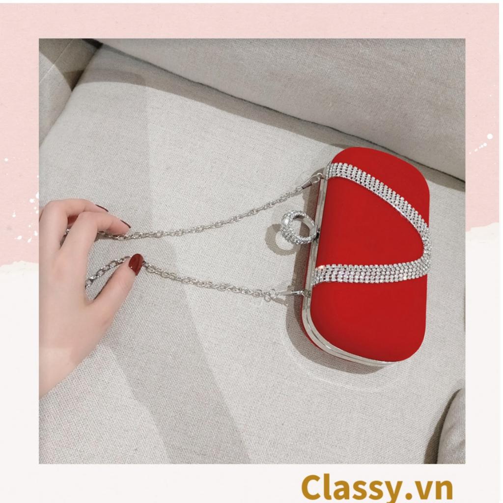 Cốp nhung - Clutch Classy nhung đi tiệc siêu sang Dài 18 CM X Cao 6 CM, đựng vừa điện thoại, son môi T262