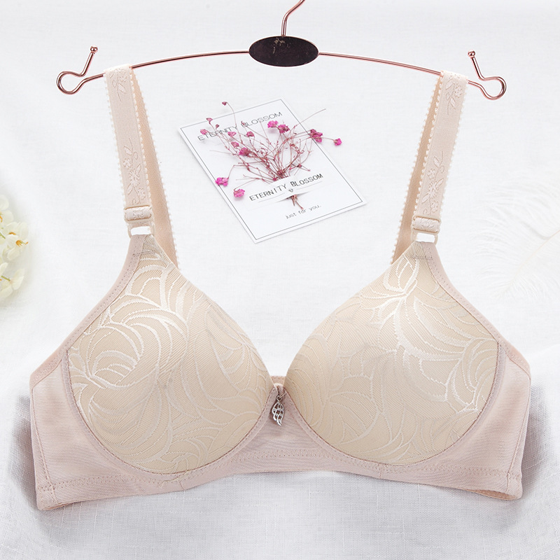 Áo lót trơn không gọng mút đệm vừa cotton thêu vân gân lá