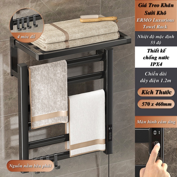 Giá Treo Khăn Sấy Khô Nhanh Chóng ERMO Luxurious Towel Rack - chất liệu cao cấp chịu lực tốt