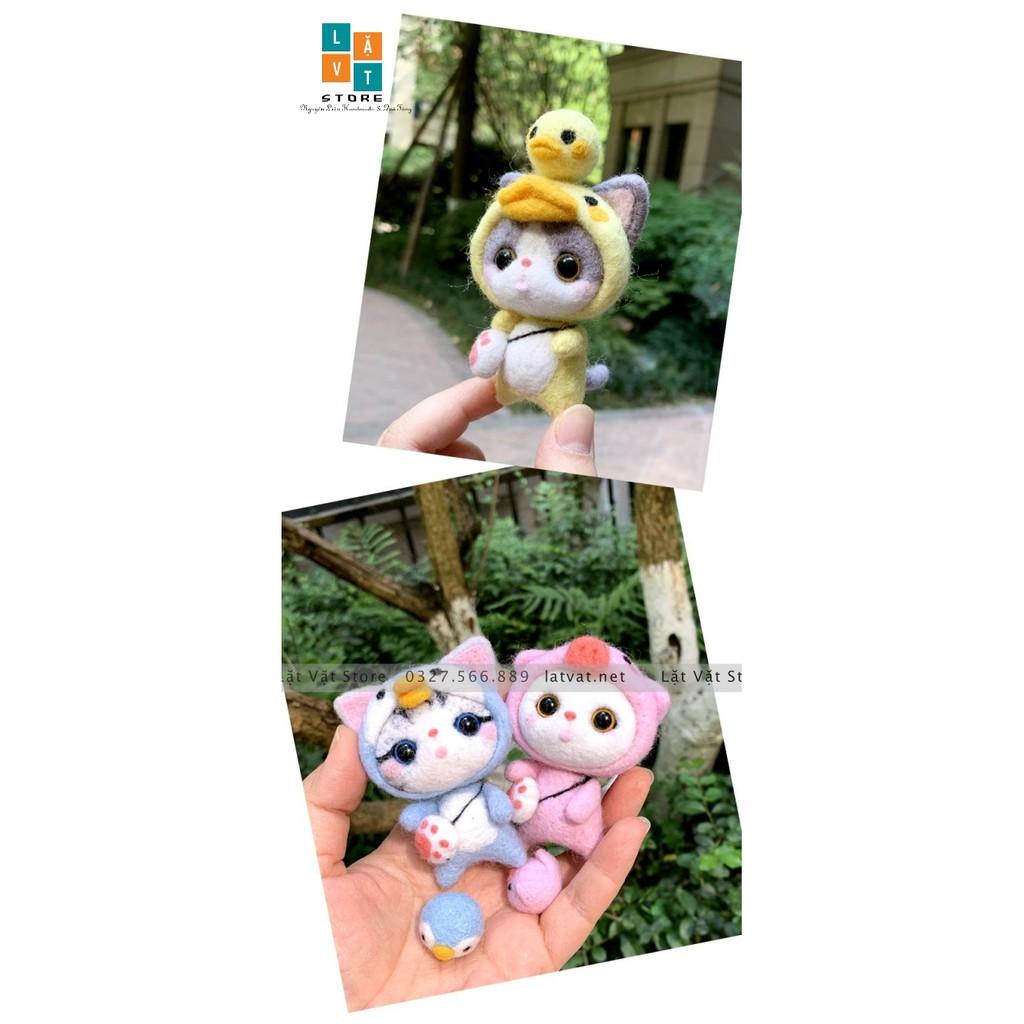 2021-Bộ len chọc Mèo Mũm Mĩm có hướng dẫn làm quà tặng ý nghĩa. Needle felting cat