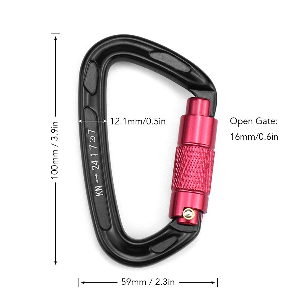 Móc khóa Carabiner, cổng khóa tự động 24KN để đi leo núi, cắm trại dã ngoại
