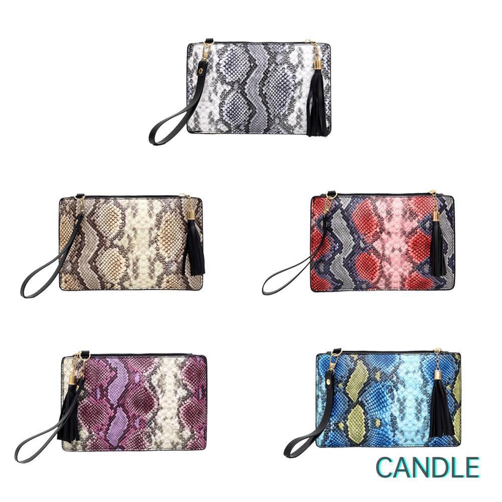 Ví Da Nữ Cầm Tay Có Dây Kéo Tua Rua