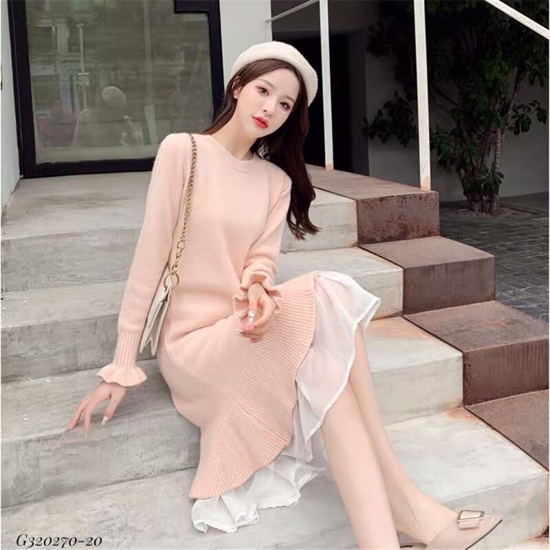 Váy len suông phối chân voan cho con bú KÈM ẢNH THẬT