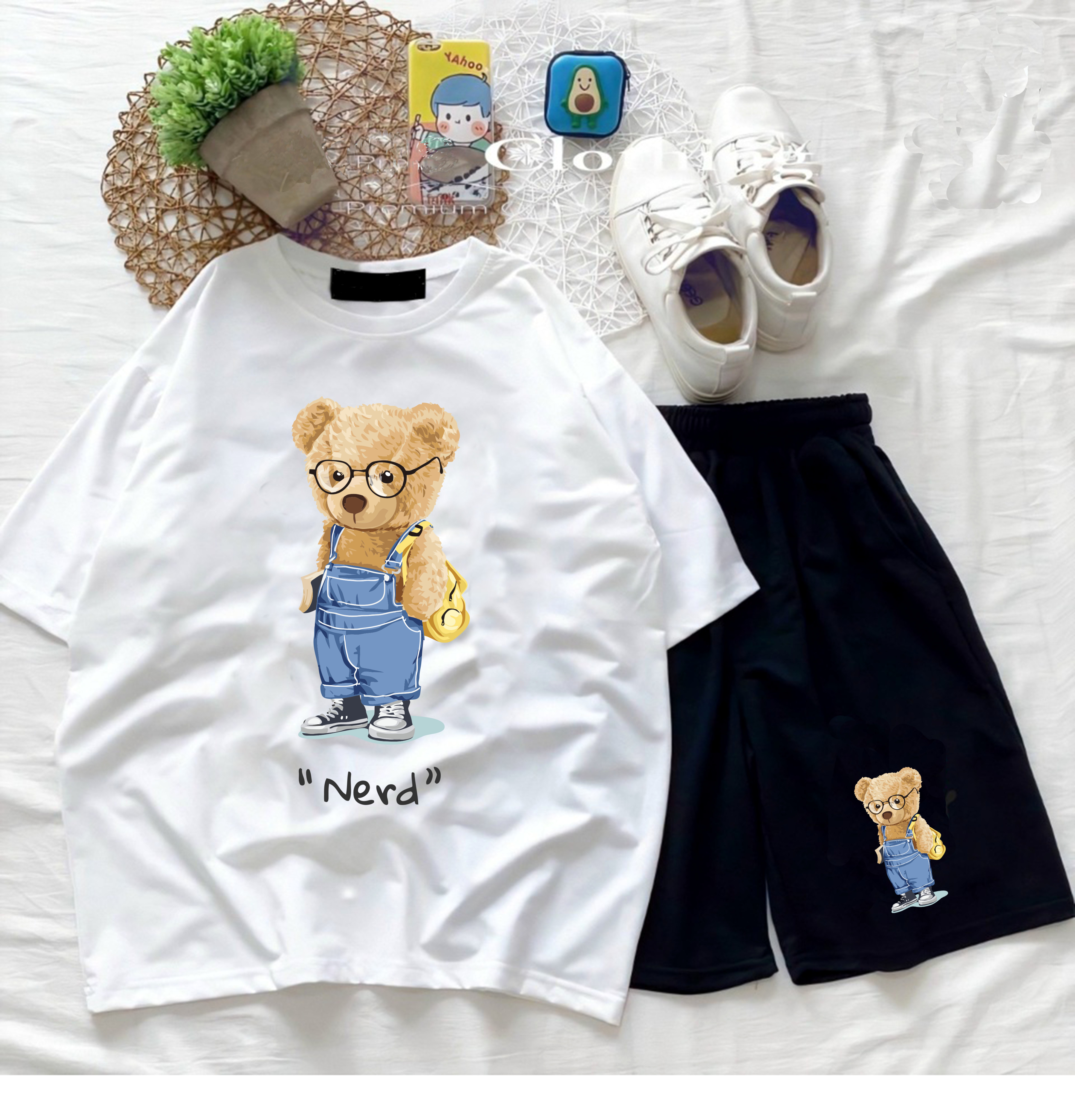 BỘ COTTON HOẠT HÌNH GẤU TEDDY SS2 Form UNISEX Cho Nam và Nữ