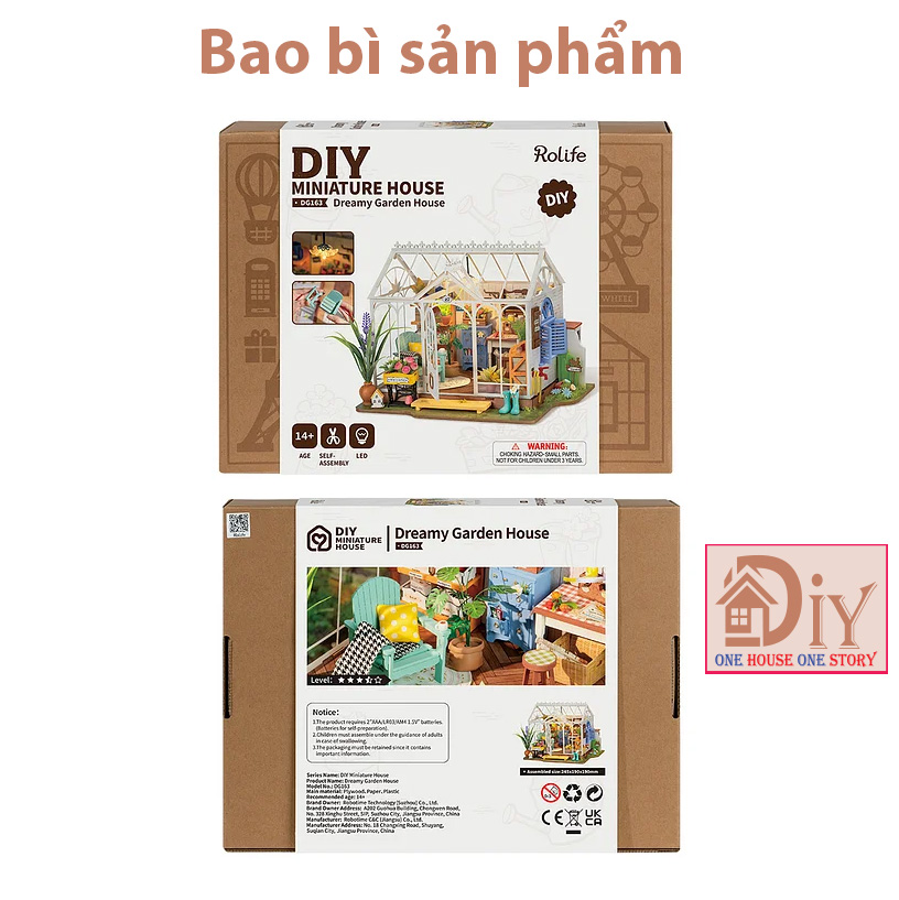 [Bản Tiếng Anh] Robotime Rolife Mô hình nhà búp bê tự lắp ghép gỗ DIY Miniature House Kit   | Dreamy Garden House DG163 Quà tặng giáng sinh trang trí sáng tạo