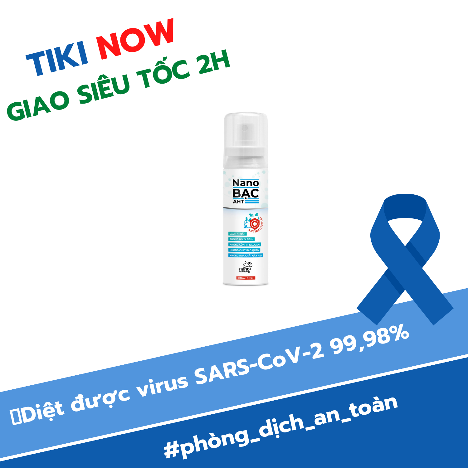 Chai xịt diệt khuẩn Nano Bạc AHT 100ml hương hoa hồng Pháp - dùng rửa tay, phun khử khuẩn toàn thân