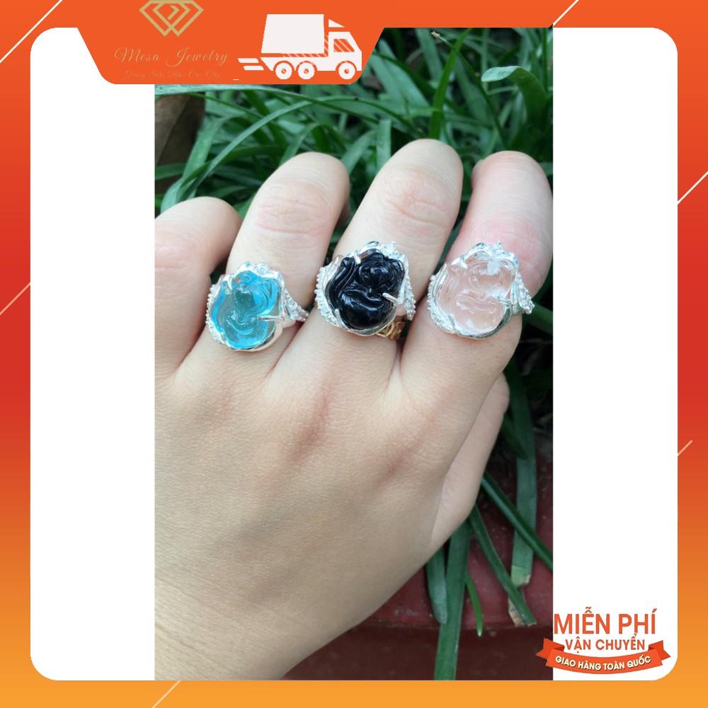NHẪN HỒ LY TO ĐÍNH ĐÁ NHẪN TẠO ĐỦ MÀU THEO MỆNH
