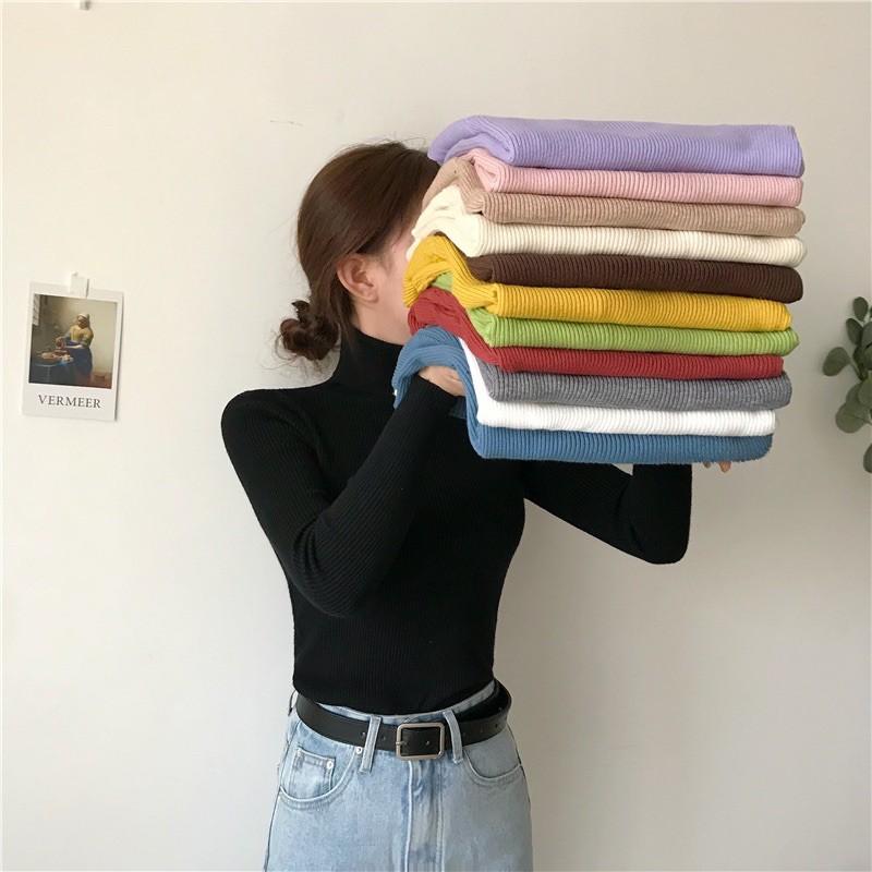 Áo len tăm cao cổ lọ/ Áo len gân cao cổ lọ