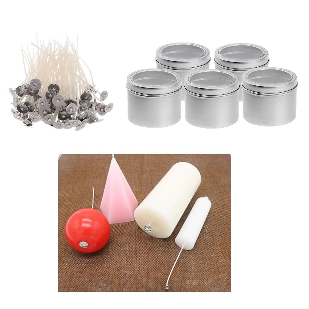 105x Metal Empty Tin Jar Storage Candles Wicks for Candles Making Supplies