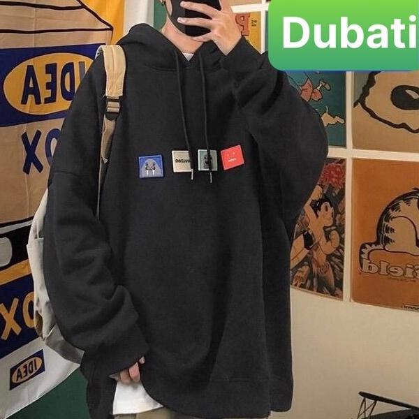 ÁO KHOÁC HOODIE CHẤT VẢI MỀM MỊN LOGO PATCH STICKERR NHẬT BẢN FROM RỘNG VẢI DÀY- DUBATI FASHION