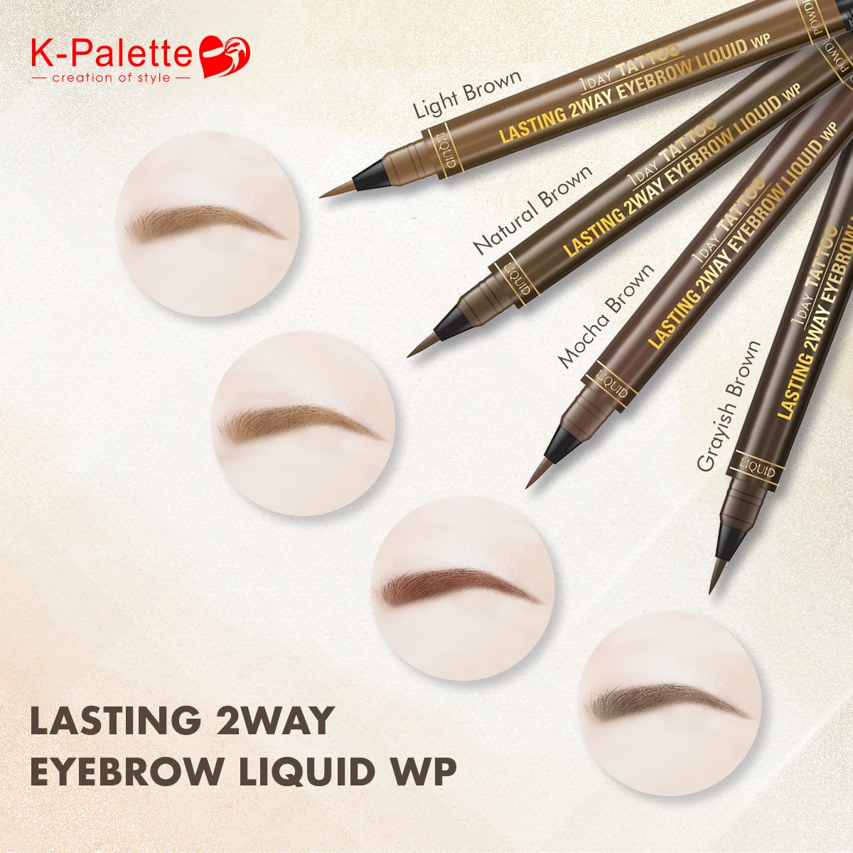 Bút Vẽ Lông Mày 2 Đầu K-Palette Eyebrow Pencil Chống Nước Lâu Trôi 24h (4 Màu)