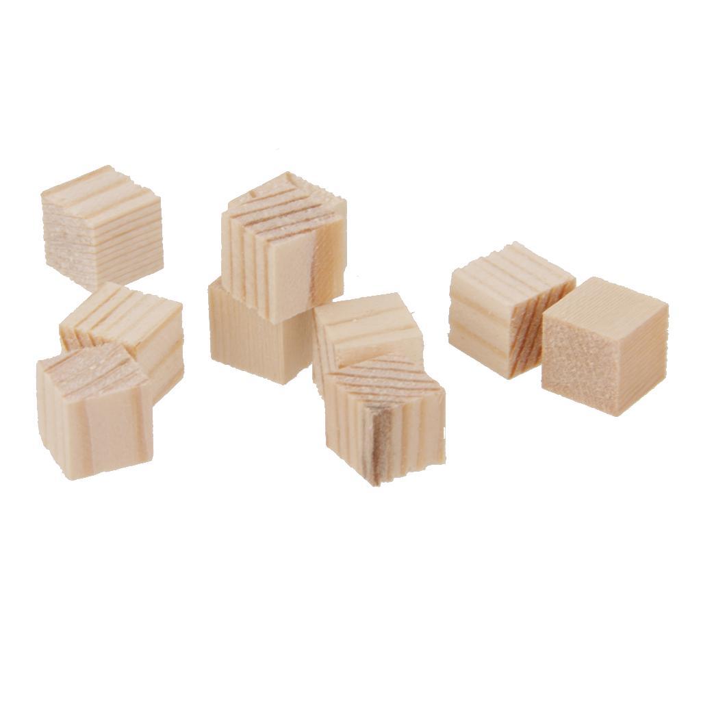 100x Wooden Blocks Mini Cubes Embellishment for Woodwork Craft Scrapbooking
