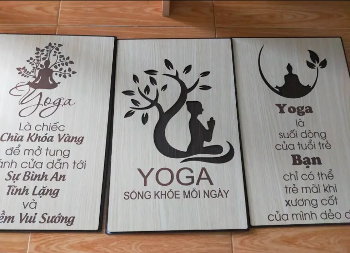 Bộ tranh gỗ treo tường trang trí phòng tập yoga phòng thiền