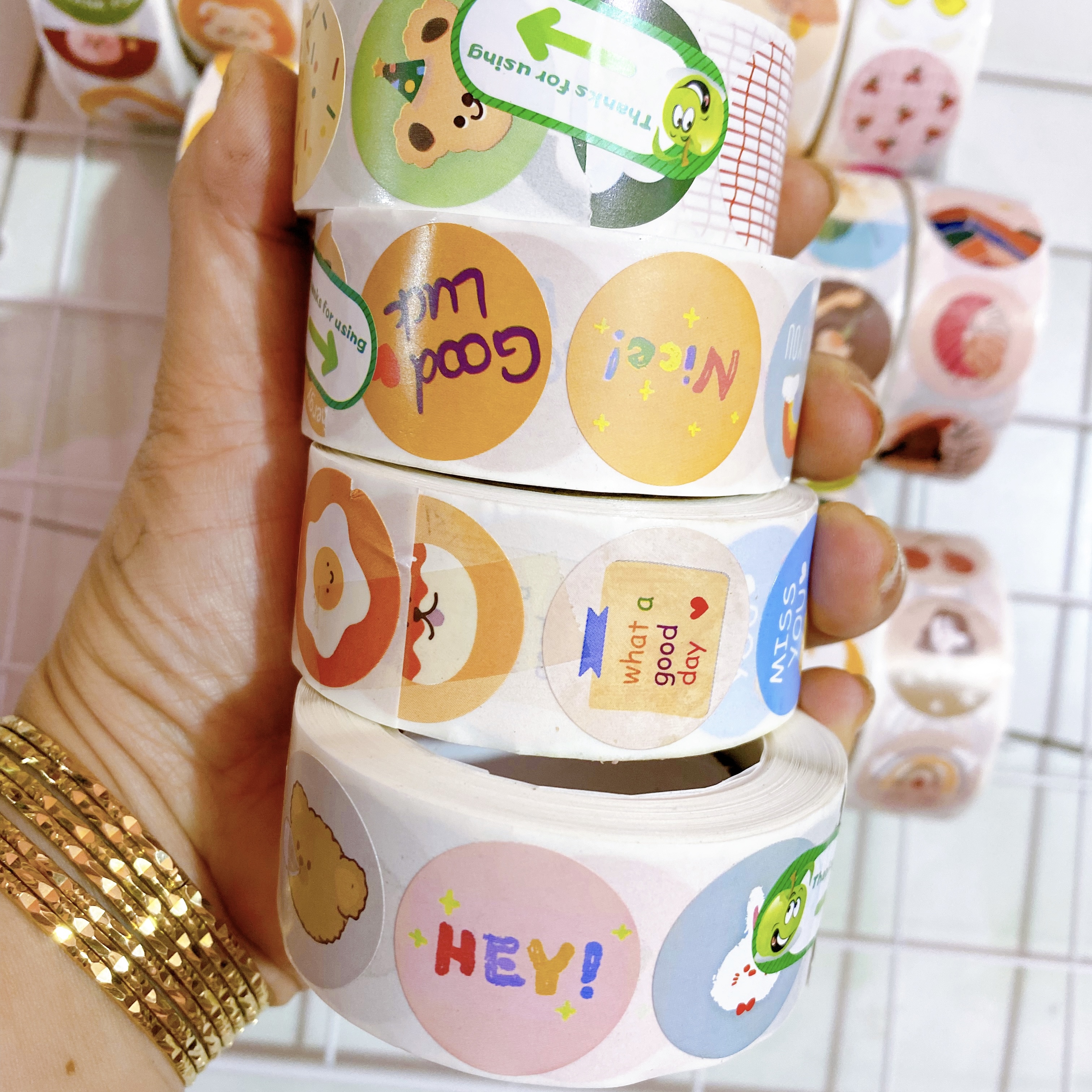 [Mix mẫu] Set 100 tem nhãn sticker mix các mẫu hình cute trang trí làm quà tặng