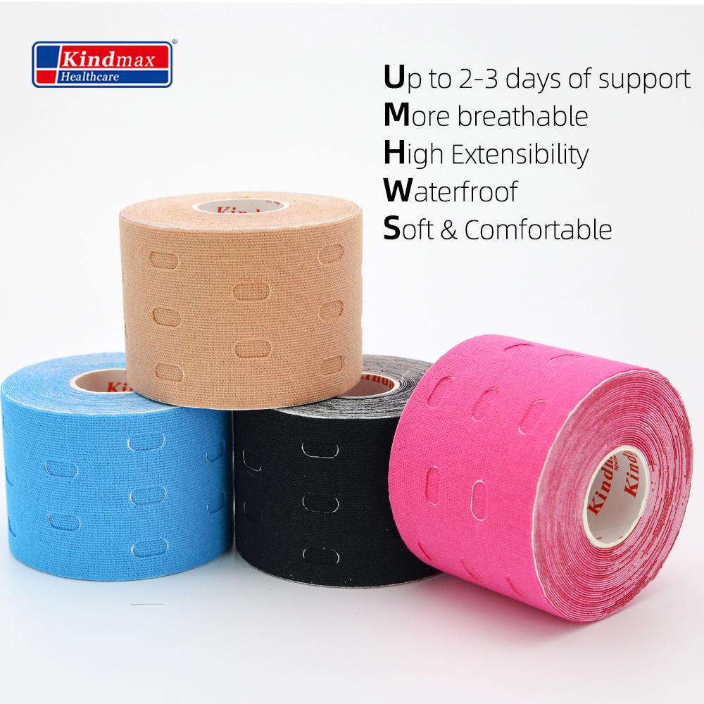 Kindmax Hole Kinesiology Băng đầu gối cho cơ thể Thể thao Băng thể thao đàn hồi để hỗ trợ cơ bắp. Color: Skin Size: 5CMx5M