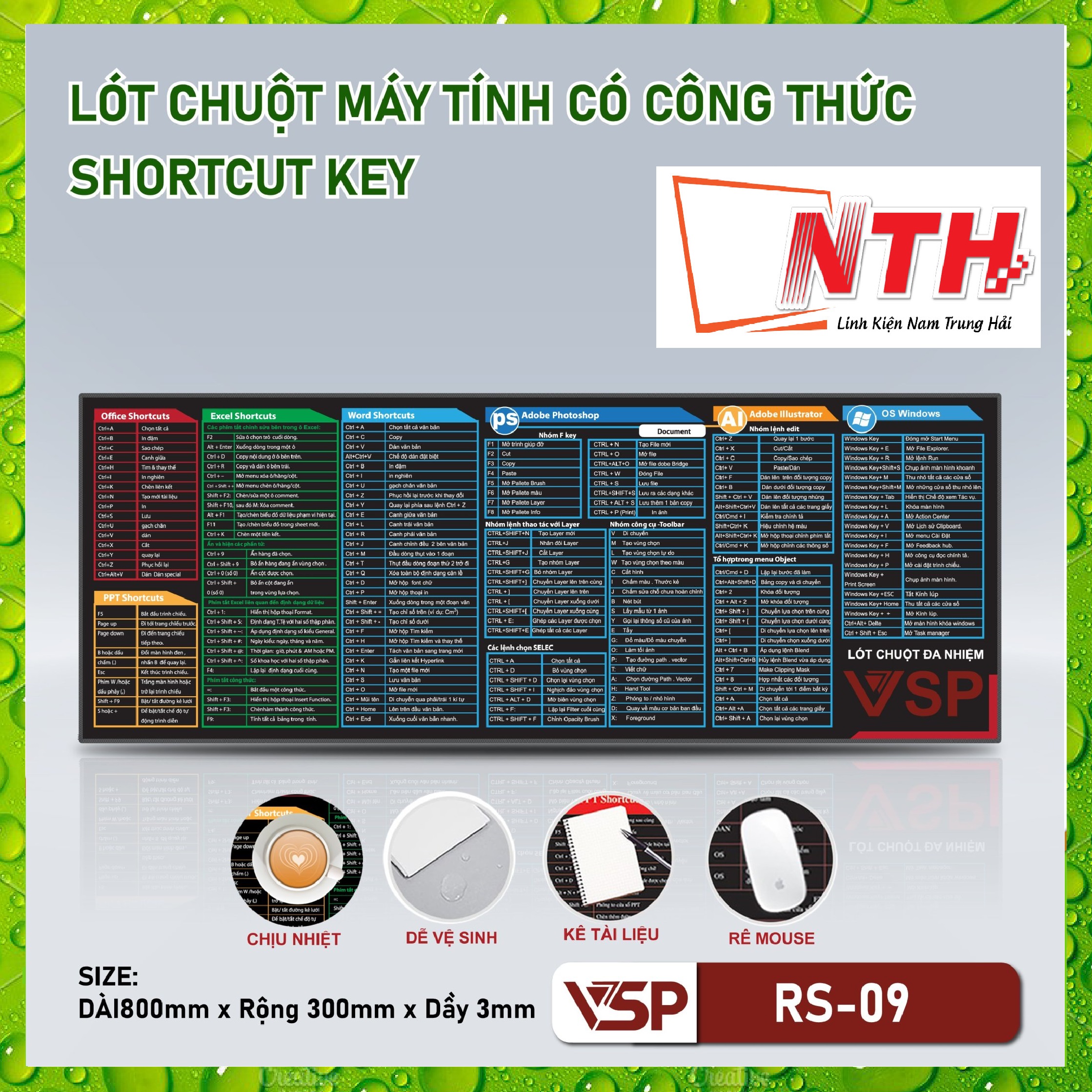 Lót chuột Pad RS-09 Đa Nhiệm-hàng chính hãng