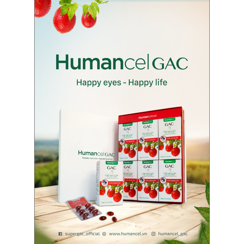 Viên nâng dầu gấc chăm sóc mắt, chống lão hóa, tăng sức đề kháng Humancel Gac - TPCN tiêu chuẩn Hàn Quốc