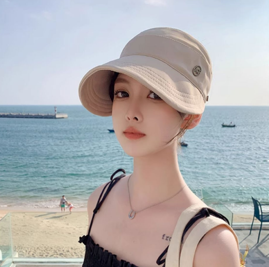 Mũ nữ đi nắng đi biển vành lưỡi trai thiết kế ôm đầu phong cách Hàn, nón nữ chống nắng thời trang