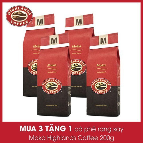 Mua 3 gói tặng 1 gói Cà phê Rang xay Moka Highland Coffee 200g