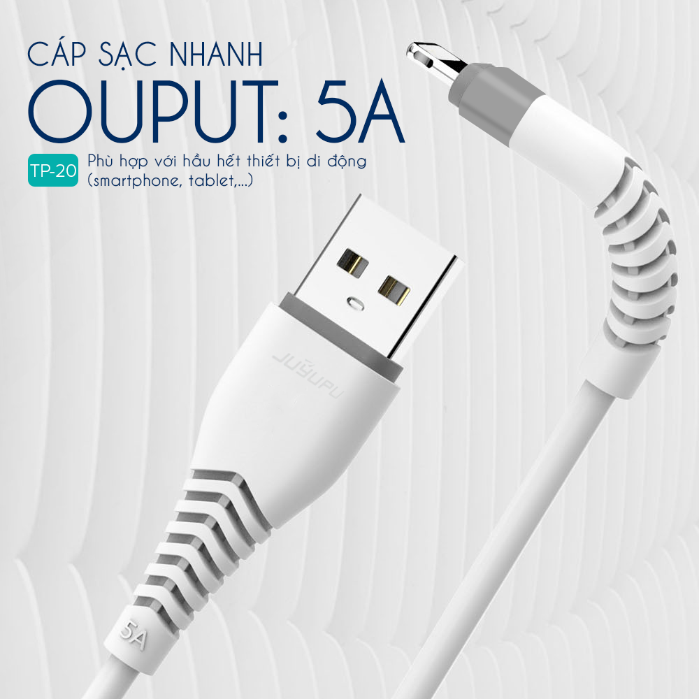 Dây sạc JUYUPU TP20 5A sạc nhanh iPhone Micro Type C cao cấp và cáp sạc điện thoại đầu đuôi cá chống gãy dài 1m dành cho iOS Samsung OPPO Vivo HUAWEI XIAOMi - HÀNG CHÍNH HÃNG