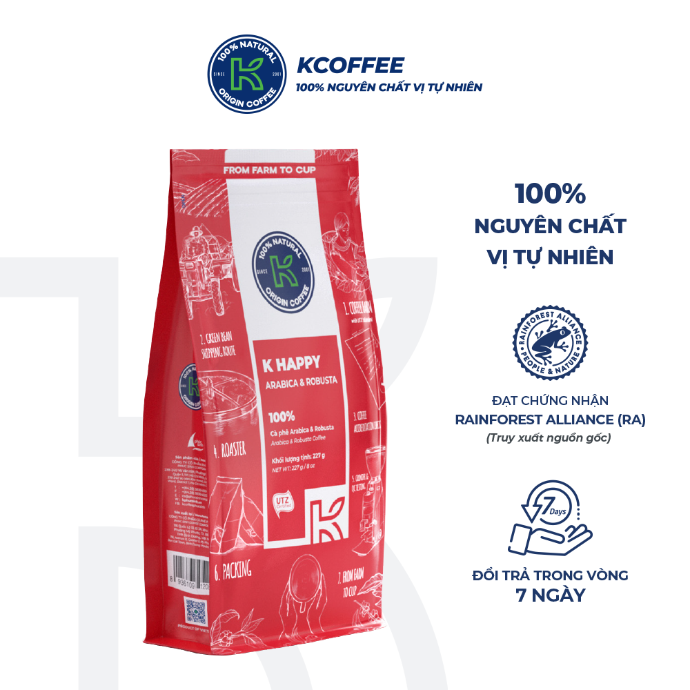 Combo 2 túi cà phê rang xay xuất khẩu K-Happy thương hiệu K-Coffee