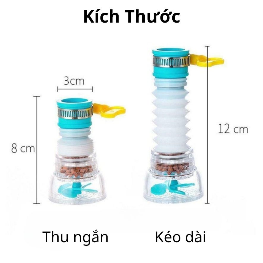 Đầu vòi lọc nước xoay 360 độ có thể kéo dài ra điều chỉnh dòng nước có sẵn cổ dê