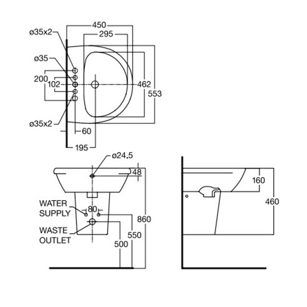 Chân chậu lavabo American Standard 0712-WT ( không bao gồm chậu )