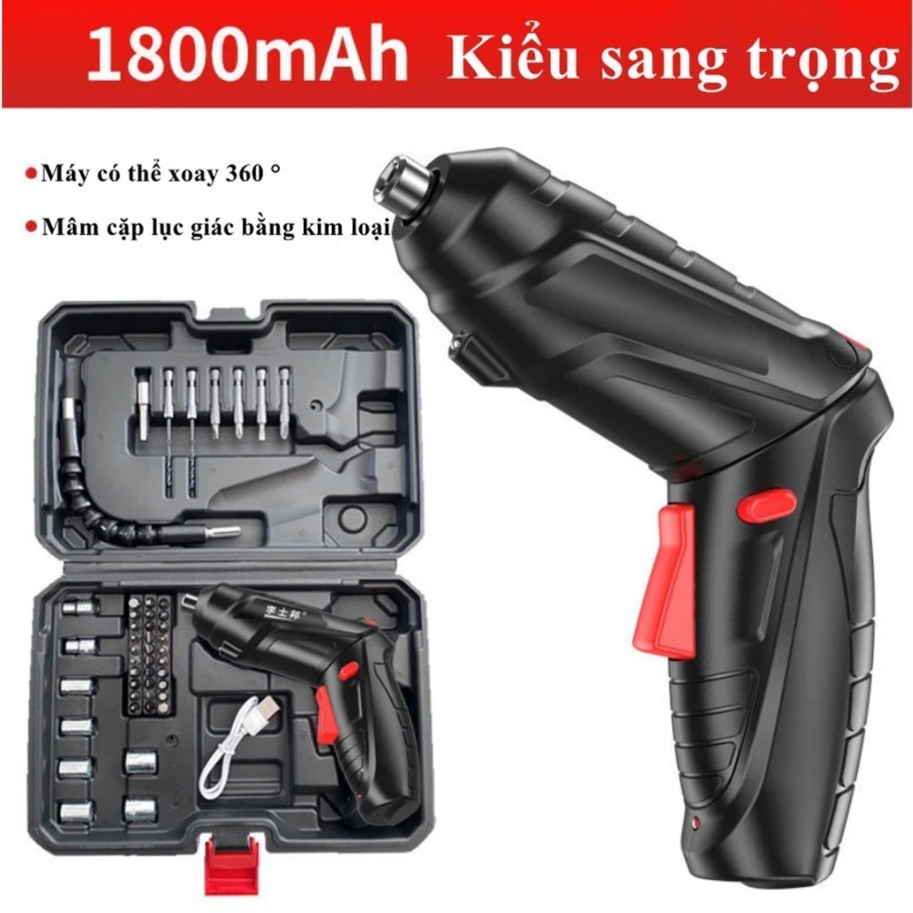 Máy Bắn Vít Chạy Pin Cao Cấp - 47 Phụ Kiện, Siêu Tiện Dụng, Loại Tốt