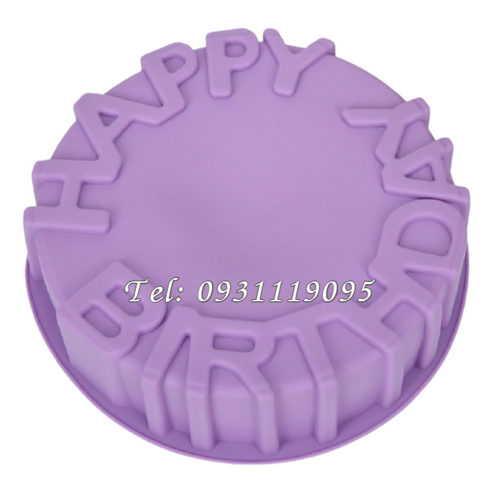 Khuôn làm bánh, khuôn rau câu silicon sinh nhật Happy Birthday – Loại 20 cm - Mã số 1003