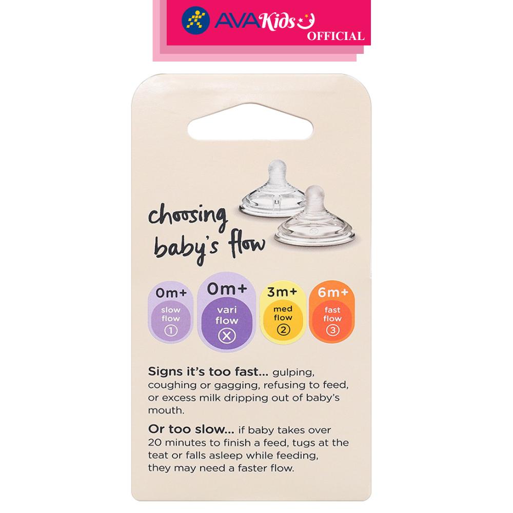 Bộ 2 núm ti Tommee Tippee Natural Start siêu mềm tự nhiên cổ rộng size + (mọi độ tuổi) - Hàng Chính Hãng