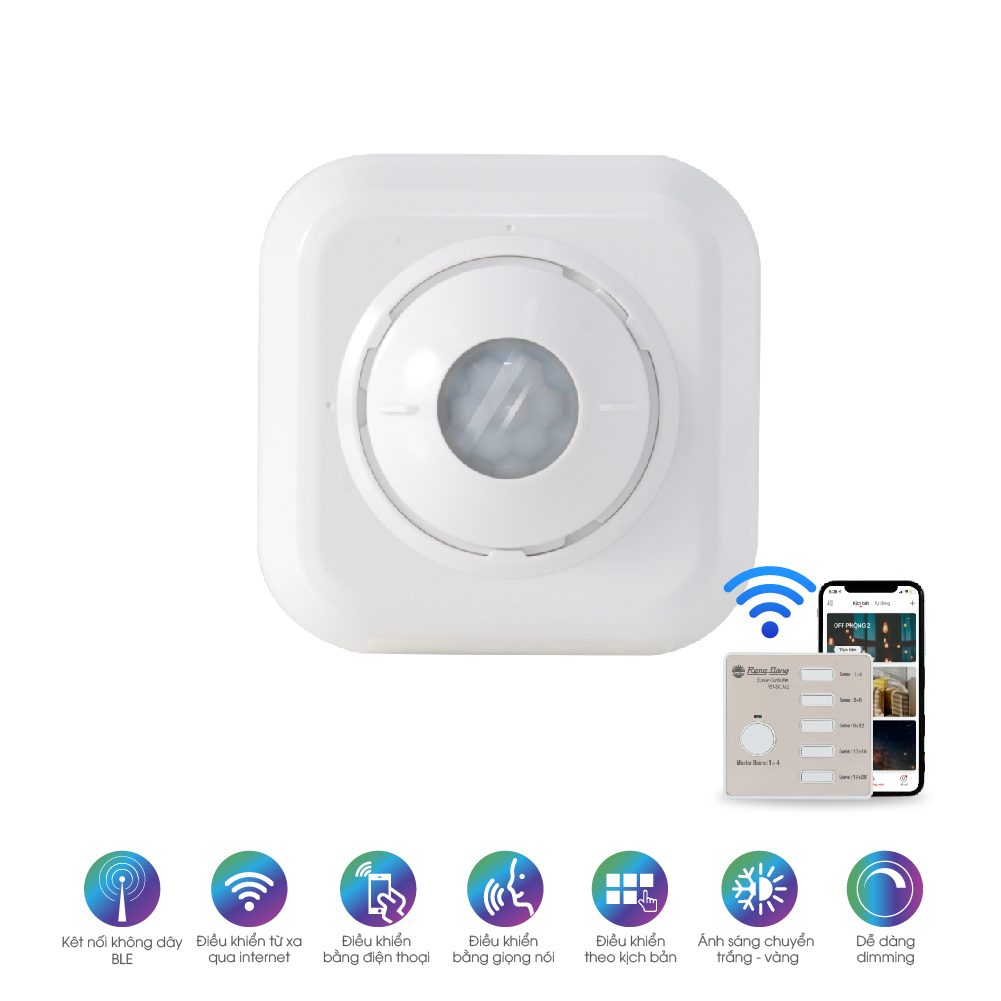 Bộ cảm biến chuyển động - ánh sáng của đèn Rạng Đông kết nối Bluetooth model CB02.PIR.BLE (DC)