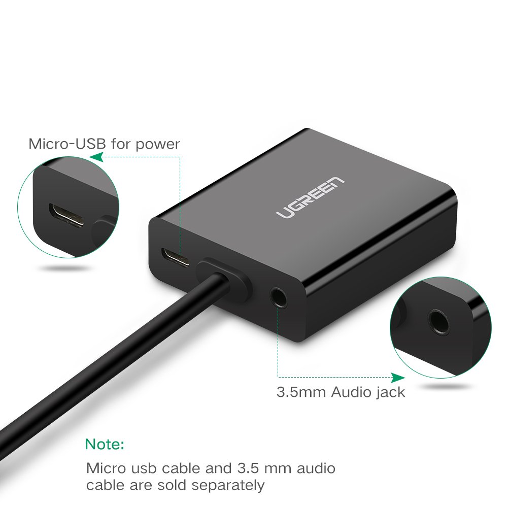 Cáp chuyển đổi Micro HDMI to VGA chính hãng Ugreen 40268