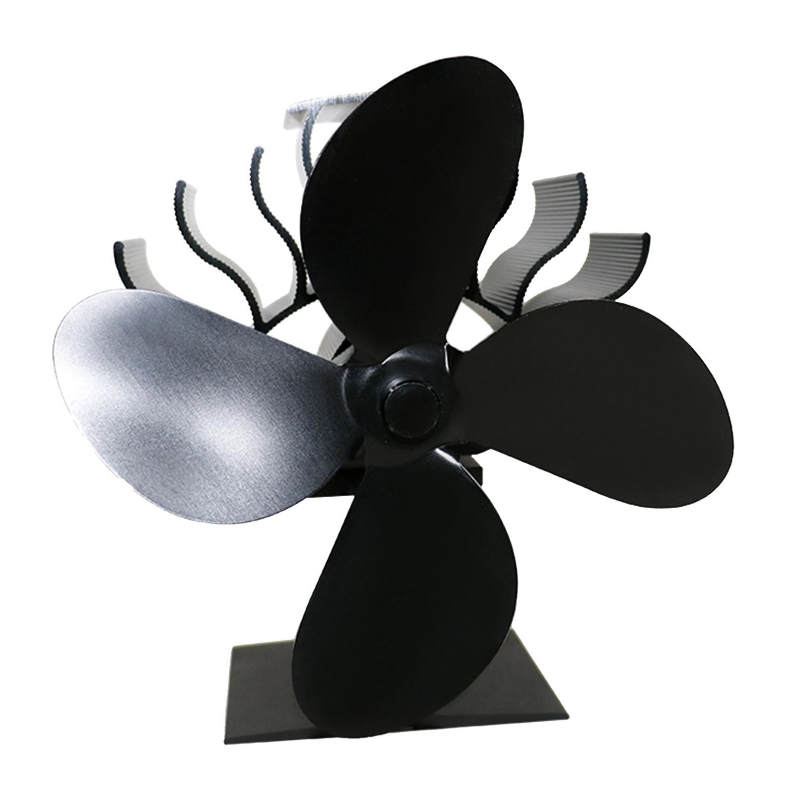 4-Blade Heat Powered Stove Burner Fan Wood/Log Burner/Fireplace Warm