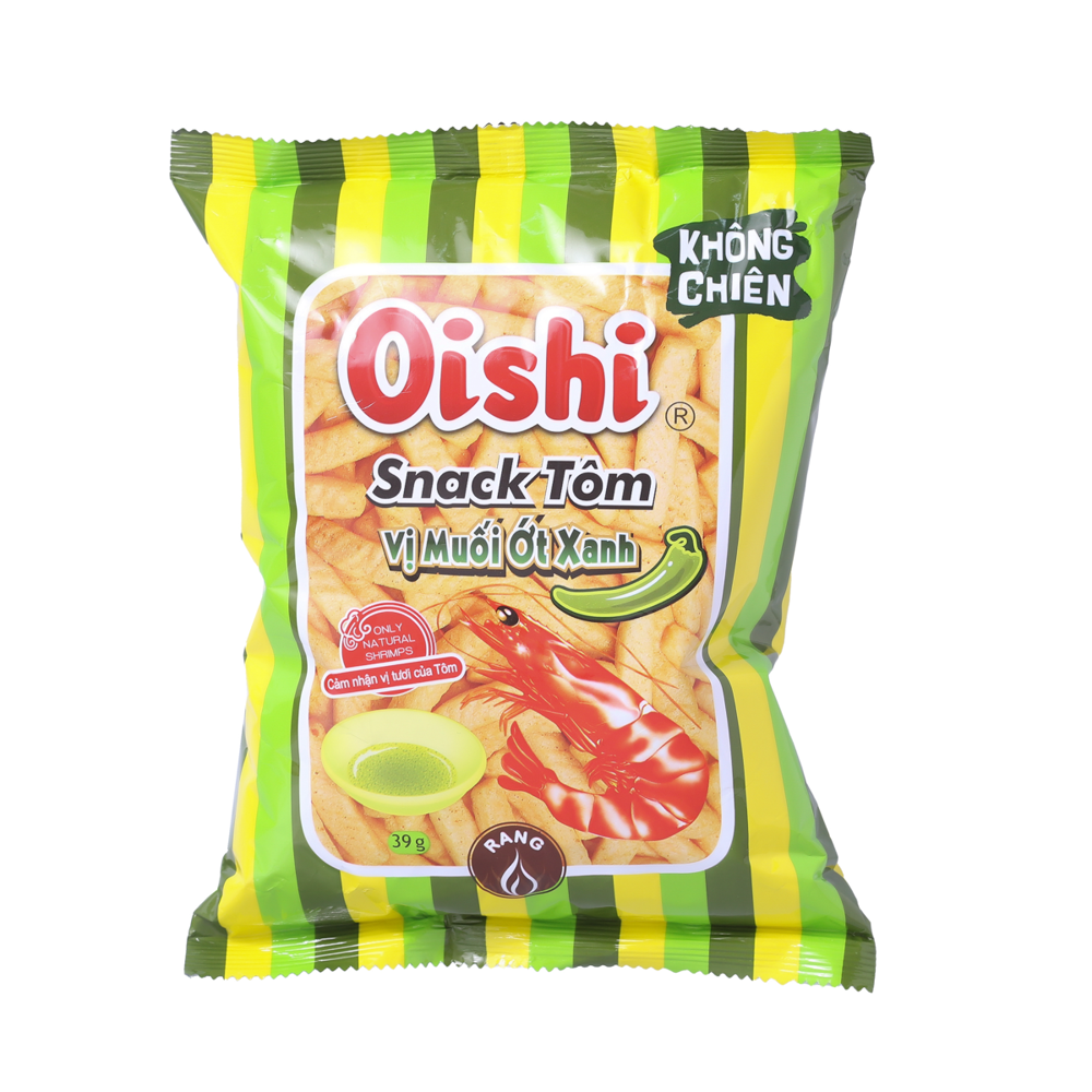 Snack Tôm Vị Muối Ớt Xanh Oishi 40G
