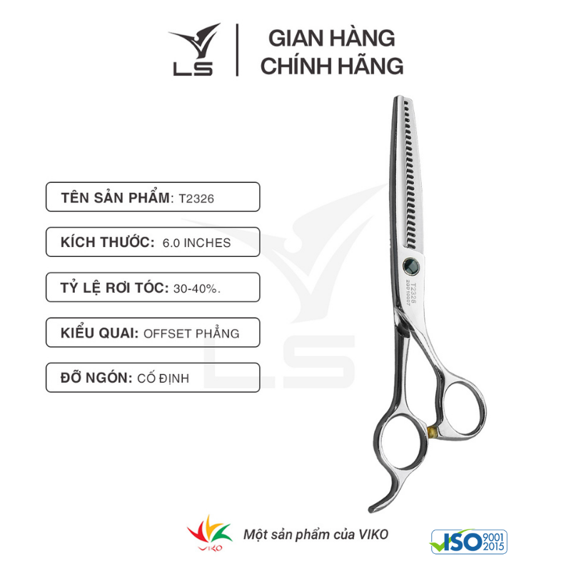 Kéo tỉa mỏng tóc mái LS răng đơn thẳng đỡ ngón cố định T2326