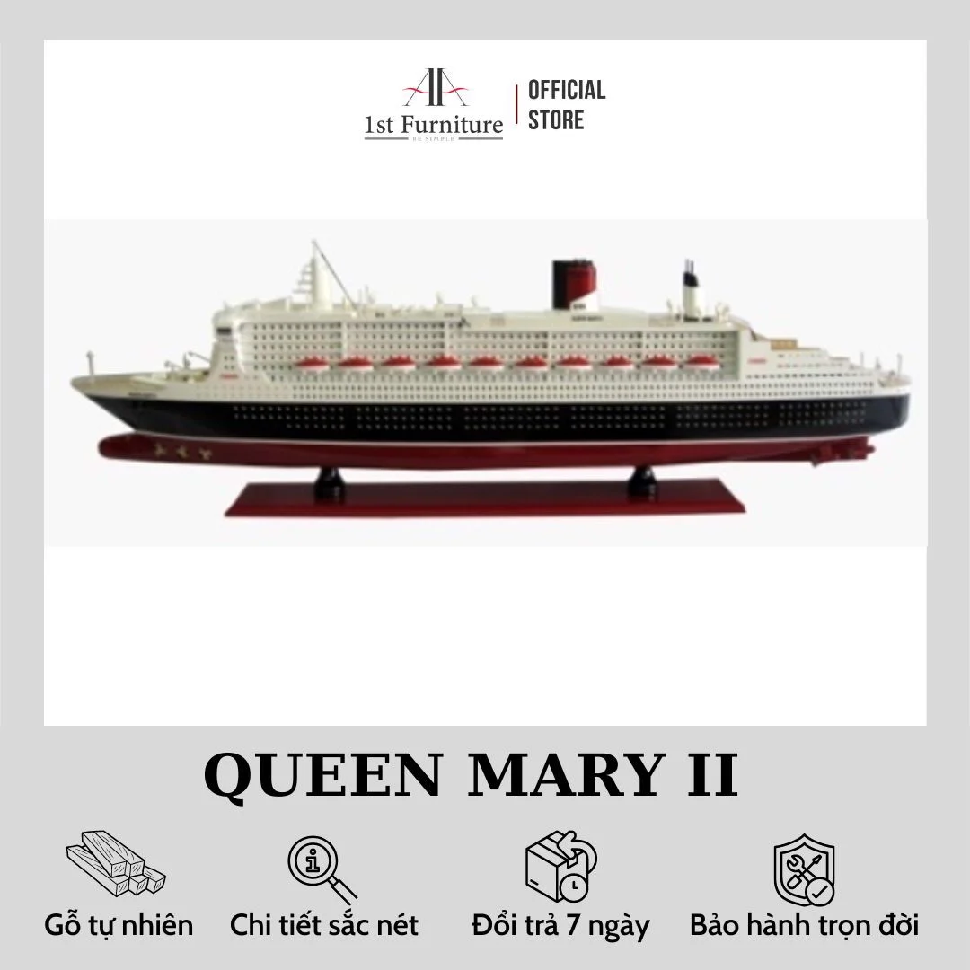 Mô hình Du thuyền QUEEN MARY II cao cấp, mô hình thuyền gỗ tự nhiên sang trọng lắp ráp sẵn 1st FURNITURE