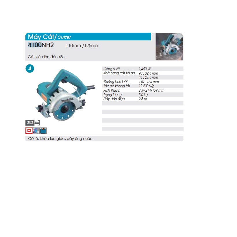 Máy cắt đá Makita 4100NH2 1450W