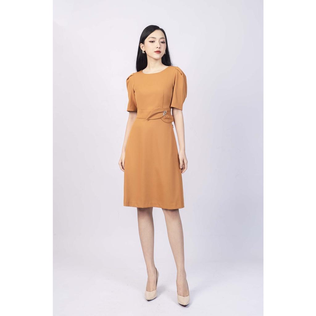 Đầm chữ A cổ tròn, tay ngắn bồng vai MMOutfit M-DA000421204