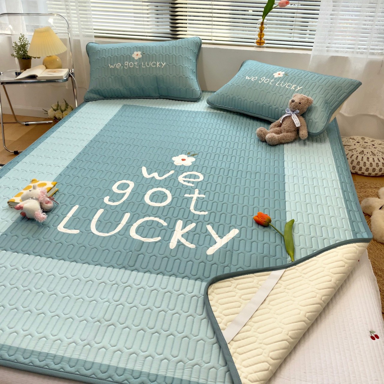 Chiếu Điều Hòa Cao Su Non Latex 5D Cao Cấp Lucky Xanh