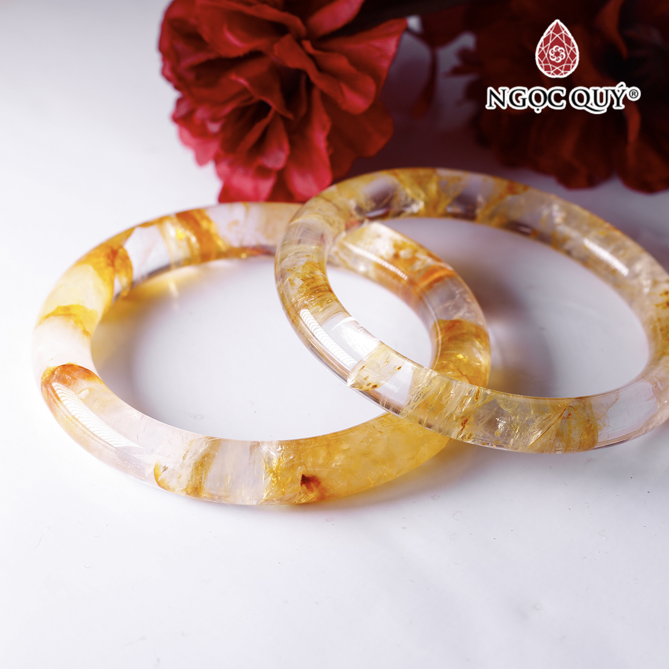 Vòng thạch anh ưu linh vàng cam liền khối mệnh hỏa thổ - Ngọc Quý Gemstones