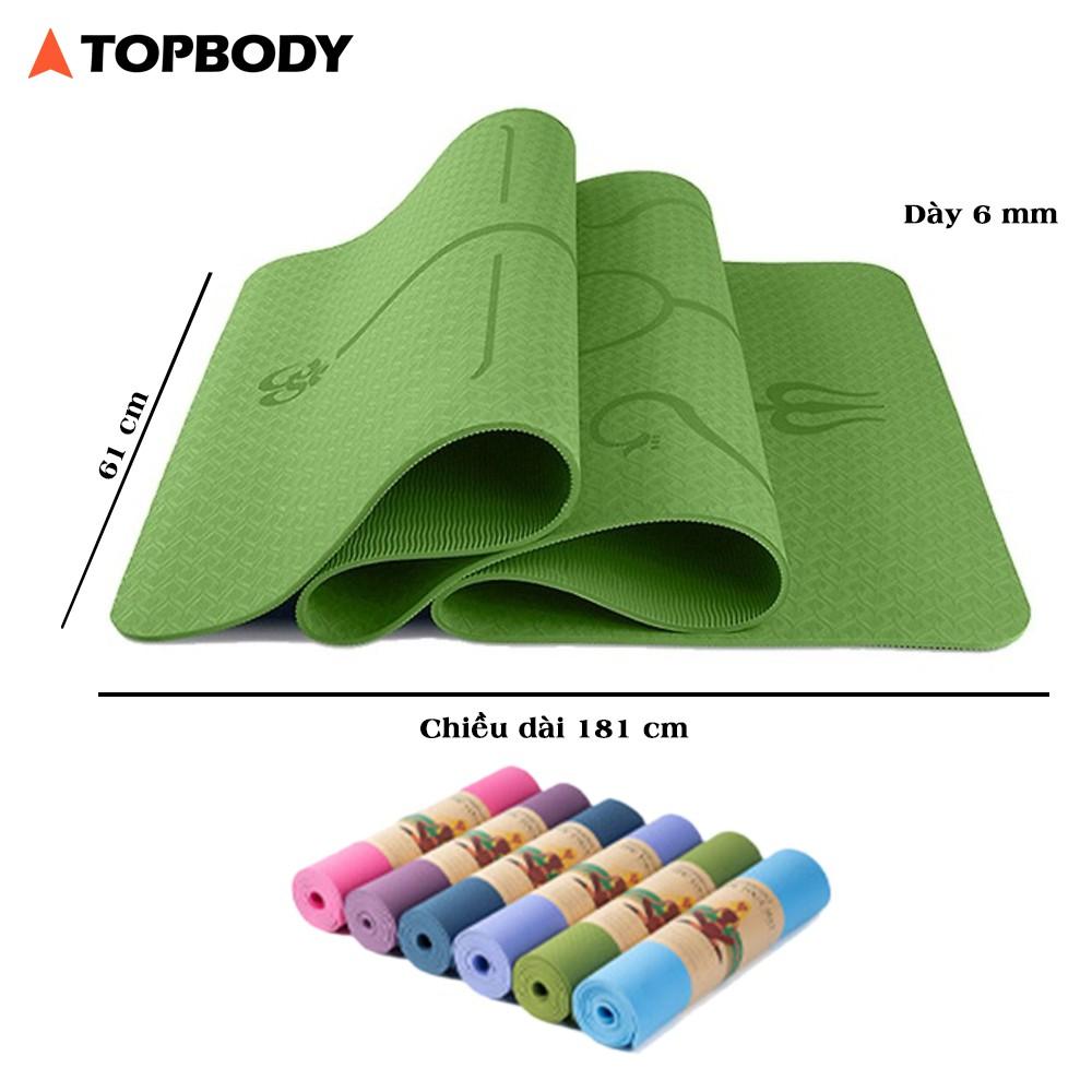 Thảm Yoga Tập Gym Định Tuyến 2 lớp 6 - 8mm cao cấp, gấp gọn, du lịch tiện lợi TOPBODY