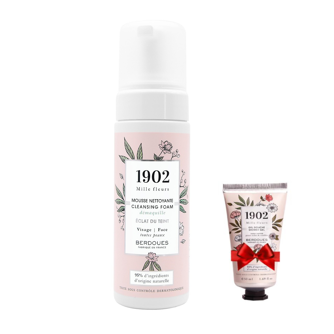 Sữa Rửa Mặt Tạo Bọt Làm Sạch và Tẩy Trang 2in1 Berdoues 1902 Mille Fleurs Cleansing Foam 150ml + Tặng Kèm 1 Sữa Tắm Berdoues 1902 Shower 50ml