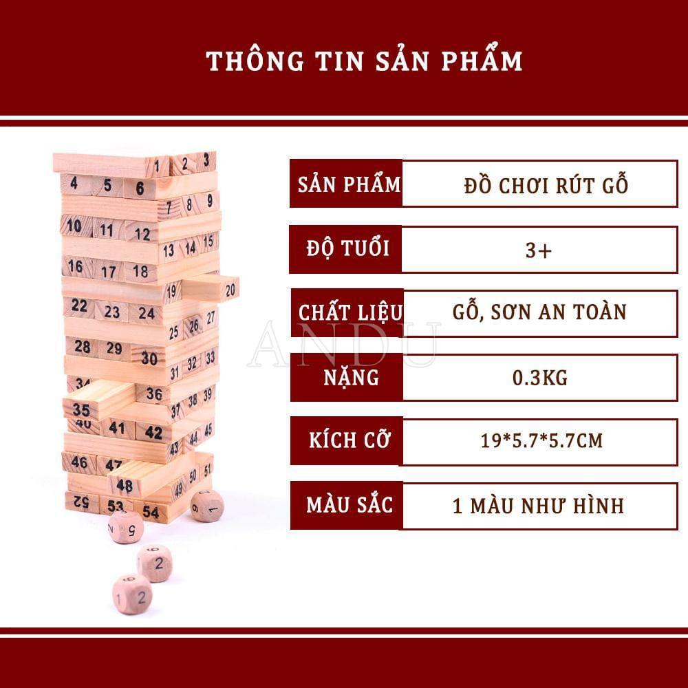 Đồ Chơi Rút Gỗ 54 Thanh, Đồ Chơi Cho Bé Học Toán Rèn Luyện Tính Cẩn Thận