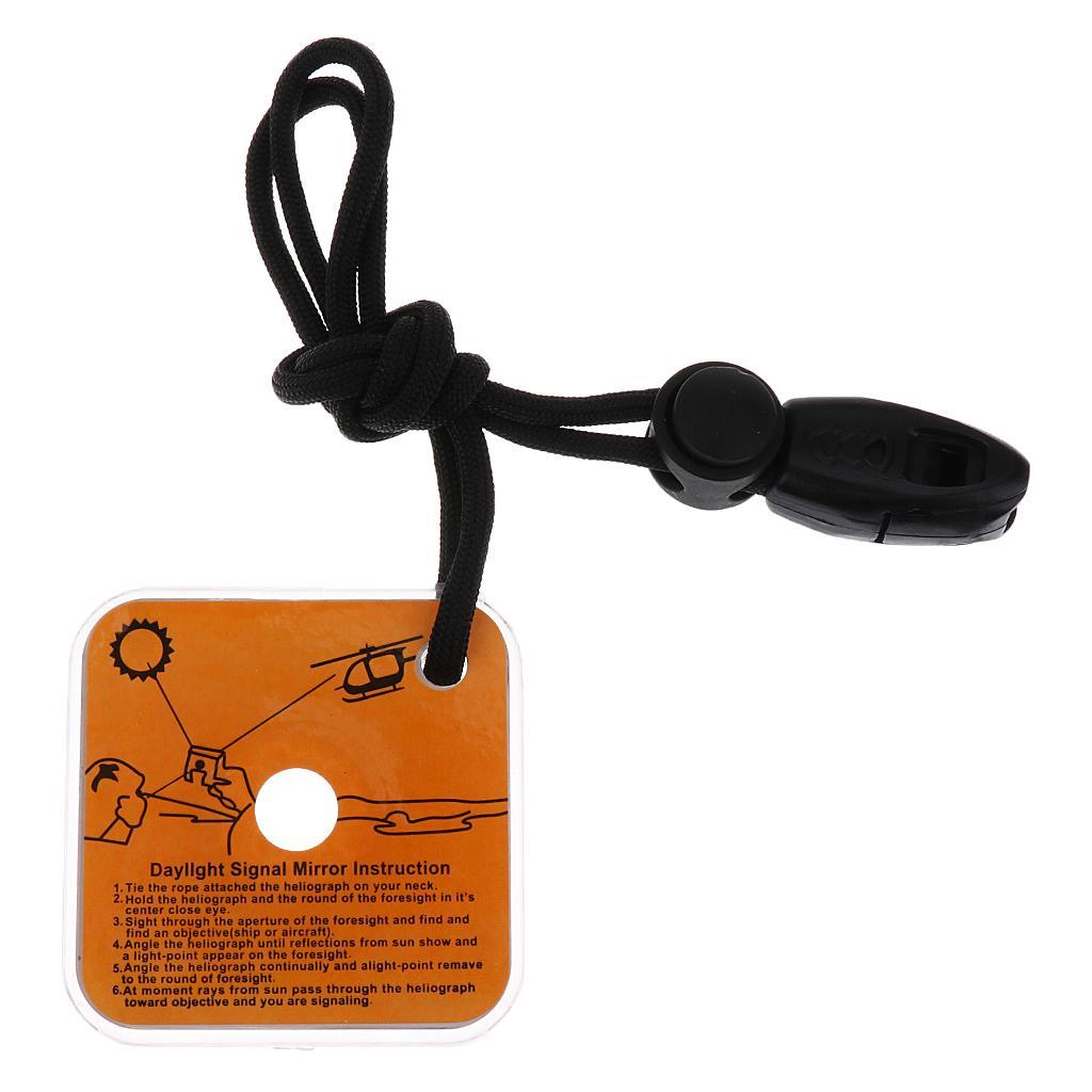 2PCS Signal Mirror Lightweight Survival Emergency Signaling Tool with Whistles and Necklace, Pocket Size
