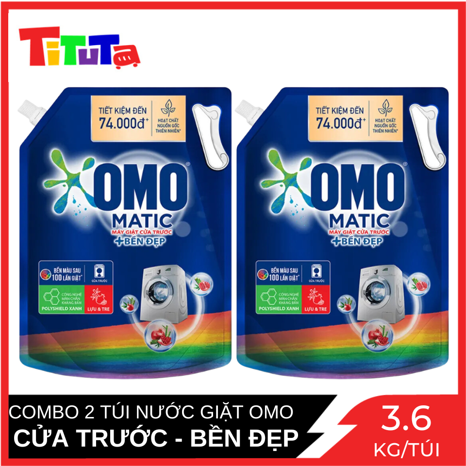 COMBO 2 túi nước giặt OMO Cửa trước Bền Đẹp 3.7kgX2