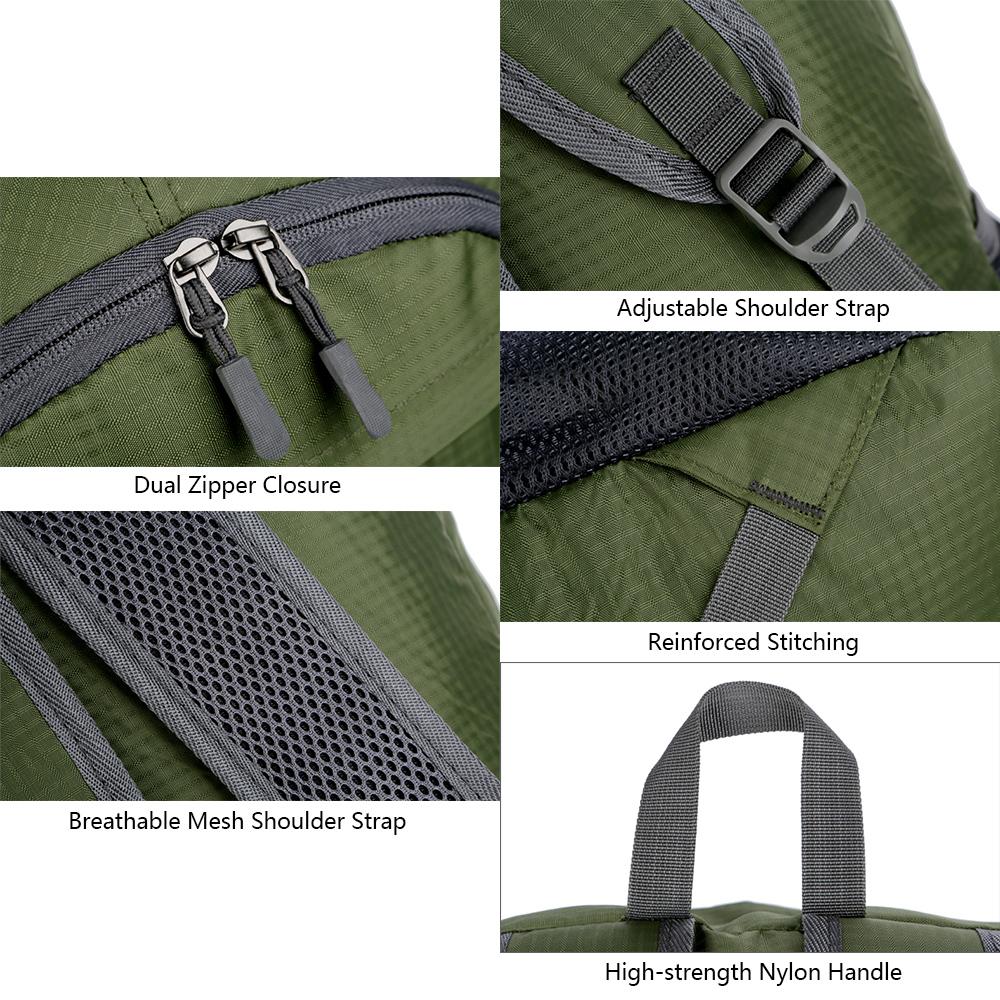 Balo nam nữ gấp nhẹ không thấm nước dùng cho du lịch bộ đường dài - màu xám