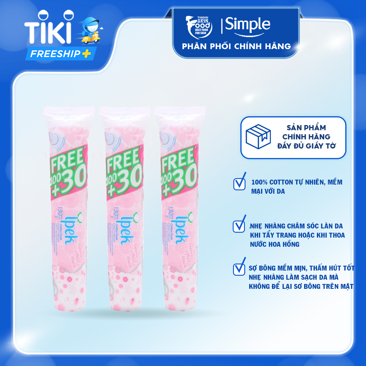 Bông tẩy trang 100% cotton Thổ Nhĩ Kỳ Ipek Klasik Cotton Pads